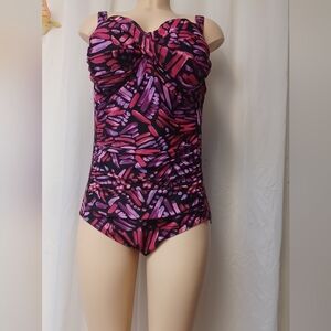 SHORE CLUB SIZE 18 Pink and Purple Patterned Swimsuit